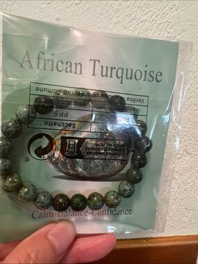 #2342**Unisex’s African Turquoise Beaded Bracelet - Green Turquoise Tones